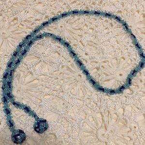 Vintage hand beaded knitted scarf necklace